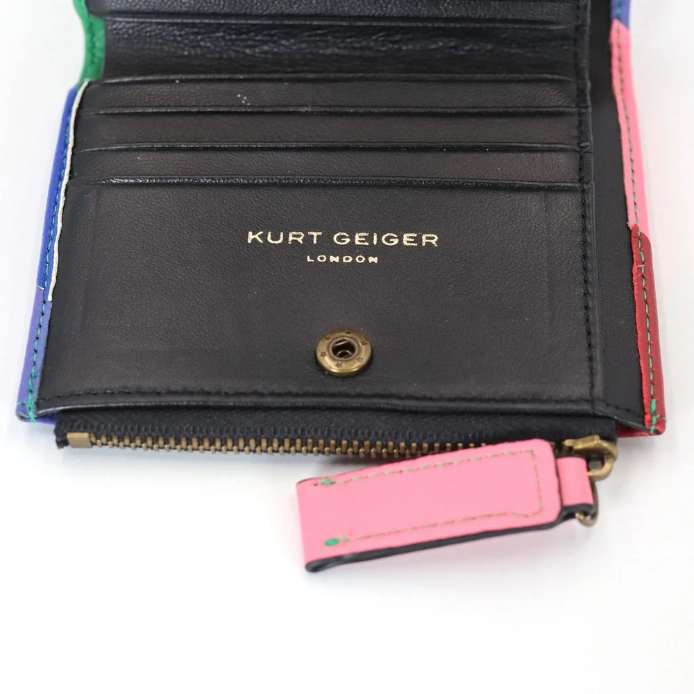 Kurt Geiger London Womens Bifold Wallet Multicolor Rainbow Stripe Leather Snap